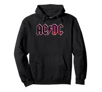 Official AC/DC Raw Distressed Logo Vintage Pullover Hoodie, Adult Unisex, Black, X-Large