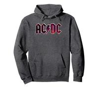 Official AC/DC Raw Distressed Logo Vintage Pullover Hoodie, Adult Unisex, Dark Heather Grey, X-Large