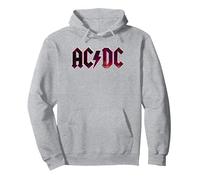 Official AC/DC Raw Distressed Logo Vintage Pullover Hoodie, Adult Unisex, Heather Grey, Large