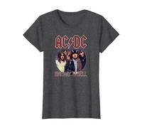 Official AC/DC Rock Music Highway to Hell Circle Band Logo T-Shirt, Women, Dark Heather Grey, X-Small