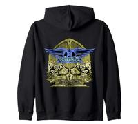Official Aerosmith Guitar Skeletons Crest Zip Hoodie