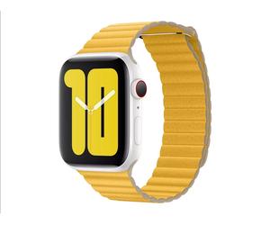 Official Apple Leather Link Watch Strap Size M 44mm Meyer Lemon RRP £99