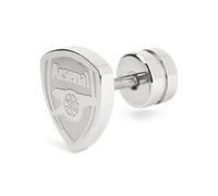 Official Arsenal FC Stainless Steel Single Stud Earring - Silver Crest Design with Secure Screw Back
