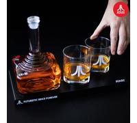 Official Atari Joystick Decanter Set with 2 x Atari Action Button Whisky Glasses and CX78+ Games Pad Tray, for Whiskey, Scotch & Gin, 750ml Decanter, 300ml Glasses, Birthday Gift for Men - ThumbsUp!