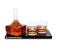 Official Atari Joystick Decanter Set with 2 x Atari Action Button Whisky Glasses and CX78+ Games Pad Tray, for Whiskey, Scotch & Gin, 750ml Decanter, 300ml Glasses, Birthday Gift for Men - ThumbsUp!