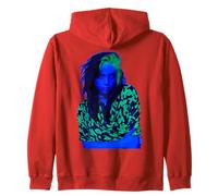 Official Billie Eilish Neon Portrait Progressive Indie-Pop Zip Hoodie