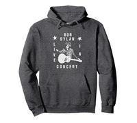 Official Bob Dylan Live In Concert Pullover Hoodie, Adult Unisex, Dark Heather Grey, Small
