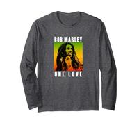 Official Bob Marley One Love Gradient Long Sleeve T-Shirt, Adult Unisex, Dark Heather Grey, Medium