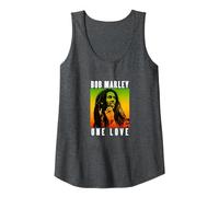 Official Bob Marley One Love Gradient Tank Top, Women, Dark Heather Grey, Large