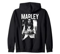 Official Bob Marley Reggae Vintage Photo Black White MARLEY Zip Hoodie