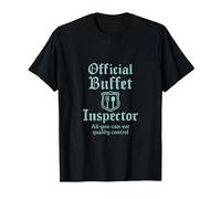 Official Buffet Inspector Pirate-Style Badge T-Shirt, Men, Black, Large