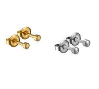 Official Caflon Blu Ear Piecing Ball Studs Stainless Steel and Gold Regular Ball Duo Pack (2 Pairs)