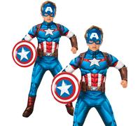Official Captain America Deluxe Marvel Superhero Boys Fancy Dress Costume