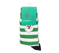 Official Celtic FC Christmas Socks - Green & White Striped Santa Face Design - Men's & Boys Novelty Holiday Wear 4-7