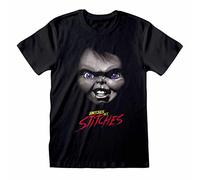 Official Chucky Snitches Get Stitches Unisex Black T-Shirt, Medium