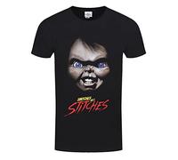 Official Chucky Snitches Get Stitches Unisex Black T-Shirt, Small