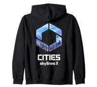 Official Cities Skylines II Game Logo City Builder White Zip Hoodie