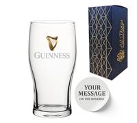Official Classic Guinness Pint Glass, Engraved with Any Message, Personalise for Any Occasion, Gift Boxed, Holds Up to 20oz/570ml