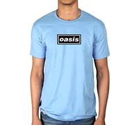 Official Classic Oasis Logo T-Shirt Definitely Maybe Alternative Rock Band Blue