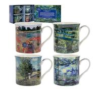 Lesser & Pavey LP93066A Monet Mugs 4 Pieces, Fine China, Multicolour, 12 x 8 x 9 cm,300 ml
