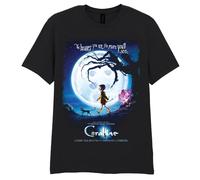 Official Coraline T-Shirt - Adults Graphic Tee | Dark Fantasy Movie Shirt | Officially Licensed Merchandise (UK, Alpha, XL, Regular, Regular) Black