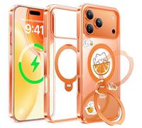 Official Cosmic Orange for iPhone 17 Pro Max Case with 360° Spin Stand [Fit for MagSafe & Military Protection] [DIY Cute Stickers] [Never Yellow] Clear Slim for 17 Pro Max Phone Cover 6.9", Orange