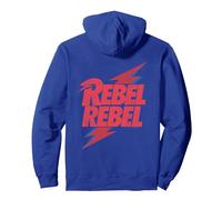 Official David Bowie Music Rock Distressed Rebel rebel Pullover Hoodie, Adult Unisex, Royal Blue, X-Large