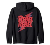 Official David Bowie Music Rock Distressed Rebel rebel Zip Hoodie