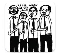 Official David Shrigley - 'After Work Get Drunk Coaster' - Small Gift Ideas For Him Her - Friends Birthday - Housewarming - New Home - Funny Gifts For Women Men - Brainbox Candy