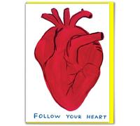 Official David Shrigley - Funny Birthday Card - 'Follow Your Heart' - Witty Amusing Birthday Humour - For Him Her Men Women Friends - Quirky Cards For Art Lovers
