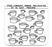 Official David Shrigley - Funny 'Too Much Tea Coaster' - Small Gift Ideas for Him Her - Friends Birthday - Housewarming Present - New Home Gift - Funny Gifts for Women Men - Sold by Brainbox Candy