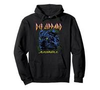 Official Def Leppard Gradient Leopard Pullover Hoodie, Adult Unisex, Black, X-Large