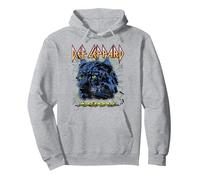 Official Def Leppard Gradient Leopard Pullover Hoodie, Adult Unisex, Heather Grey, Large