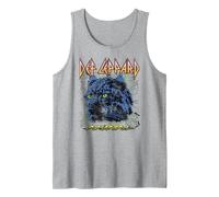 Official Def Leppard Gradient Leopard Tank Top, Men, Heather Grey, Large