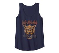 Official Def Leppard Tiger Heavy Metal Band by Rock Off Tank Top, Women, Navy Blue, X-Large