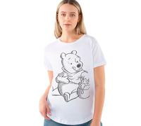 Official Disney Ladies Winnie The Pooh Sketch Fashion T-shirt White S - XL