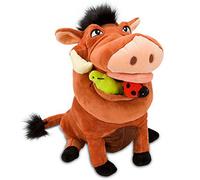 Disney Store Pumbaa Medium Soft Plush Toy, The Lion King, 33cm/12”, Cuddly Character with Embroidered Details, Fluffy Hair and Bugs in Mouth, Suitable for All Ages
