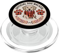 Official Dog Walker Buffalo Plaid Paw Print Autumn PopSockets PopGrip for MagSafe