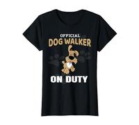 Official Dog Walker on Duty T-Shirt, Women, Black, Medium