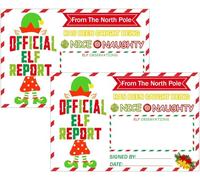 Official Elf Reports Cards 4×6 inch North Pole Christmas Naughty or Nice Behavior Note Cards Xmas Elf Card for Holiday Activities 50 Pcs