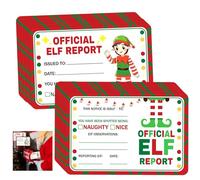 Official Elf Reports North Pole Elf Christmas Cards 4"x6" Elf Naughty or Nice Behavior Xmas Note Card Elf Christmas Cards for Christmas Winter Holiday Kids Activities Set 50 Pcs