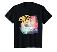 Official Elton John Colorful Long Time Black T-Shirt, Youth, Black, Large