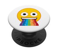 Official Emoji Rainbow Mouth Yellow Smile Face PopSockets Adhesive PopGrip
