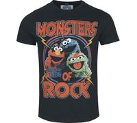 Official Famous Forever Sesame Street Monsters of Rock Unisex Black T-Shirt, Small