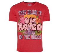 Official Famous Forever Um Bongo They Drink It in The Congo Unisex Washed Red T-Shirt, Large
