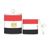 Official Flag Egypt Clear Plastic Candy Organizer Storage with lid Pantry Essentials Decorative Small Storage Bins for Cotton Swabs,Cotton Pads,Floss Picks,Paper Clips,2 Pack