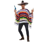 Smiffys Poncho, Multi-Coloured , Cowboys and Indians Fancy Dress, Mexican Dress Up Costumes