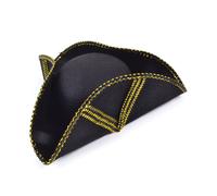 Official Forum BH443 Gold Trim and Pattern Tricorn Pirate Hat - Halloween Costume Accessory