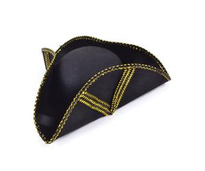 Official Forum BH443 Gold Trim and Pattern Tricorn Pirate Hat - Halloween Costume Accessory