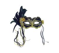 Official Forum Black Metallic With Side Feather Mask